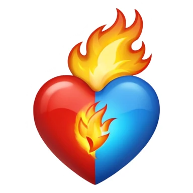 Hazme el corazón rojo con fuego azul sticker