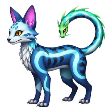 Neon Vibrant Pulsating Trail-glowing Chromatic Trico-Serval-Absol-Gryphon-Silvally-Dragon-Snake-fusion-hybrid sticker