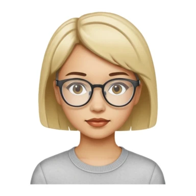 haz un emoji de una joven con pelo corto y lentes tipo 2014 transparente  sticker