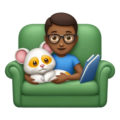 UM RATO BRANCO SENTADO EM UM SOFA, O RATO ESTA DE OCULOS ESCURO E BENGALA sticker