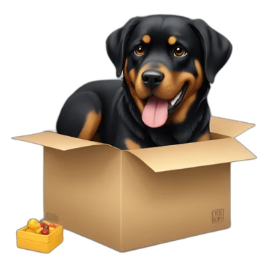 A Rottweiller playing with a golden retriever in box sticker