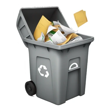 Document being thrown into garbage bin sticker