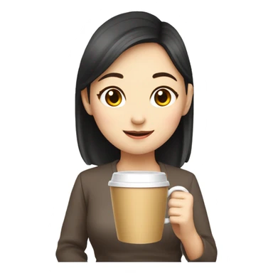Create an animated emoji: a lovely Chinese girl pushing a hot coffee in and saying “thank you, my teacher!” sticker
