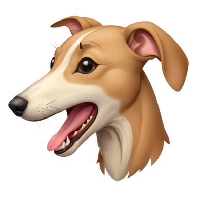 Cinematic Cute Yawning Fawn Greyhound Portrait Emoji, Head tilted slightly with a dramatic, wide-open yawn, showcasing a smooth fawn Fur with a refined finish, floppy ears slightly drooping, round eyes barely open in drowsy contentment, Simplified yet irresistibly adorable features, highly detailed, glowing with a soft, cozy glow, high shine, relaxed yet expressive, stylized with a touch of whimsy, bright and endearing, soft glowing outline, capturing the essence of a sleepy yet affectionate companion, so drowsy it feels like it could stretch out of the screen and curl up for a nap! sticker