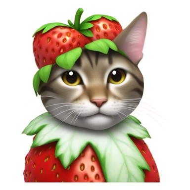 Cat wearing strawberry costume sticker