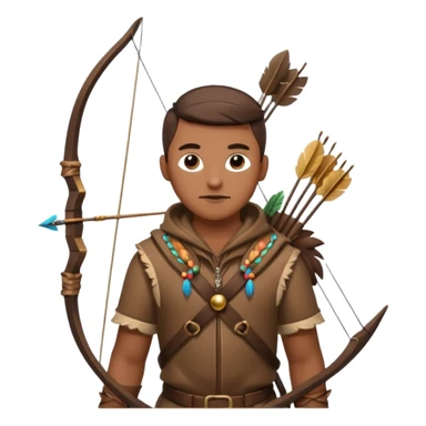 The classic hunter image with a bow and arrow on his back, dressed in brown with some animal made decorations sticker