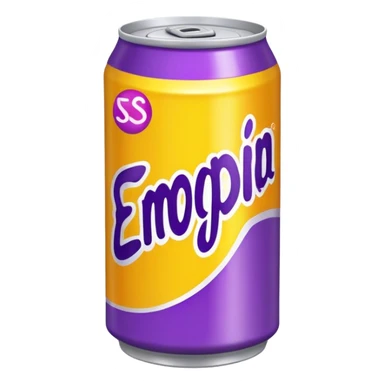 yellow soda can with purple name sticker
