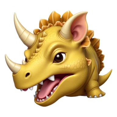 Cinematic Cute Yawning Triceratops Portrait Emoji, Head tilted slightly with a dramatic, wide-open yawn, showcasing a robust, horned body with a frilled head and sleepy, half-closed eyes, Simplified yet irresistibly cute features, highly detailed, glowing with a soft, cozy prehistoric glow, high shine, relaxed yet expressive, stylized with a dash of whimsical ancient charm, soft glowing outline, capturing the essence of a drowsy yet affectionate Triceratops that appears ready to stretch and yawn its way out of the screen! sticker