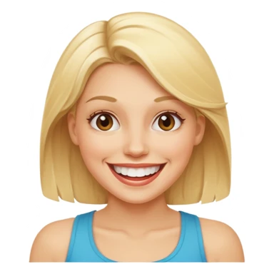fit blonde woman with a big cheerful grin sticker