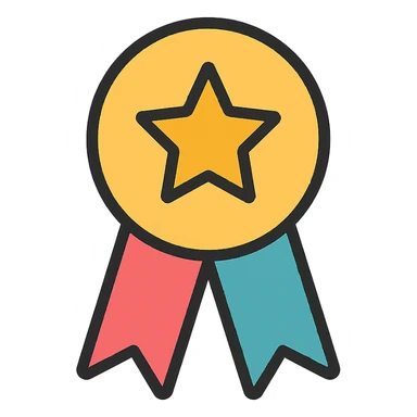 vector icon of a top review with gold and colorful elements, elegant and minimalist flat design, isolated on white background, award badge style, 2D flat vector, trending icon look, soft shadows, no text, perfect for commercial use, icon style, variation 4 sticker