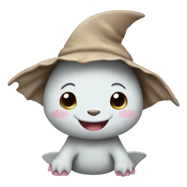 cute baby shark with floppy bunny ears hat sticker