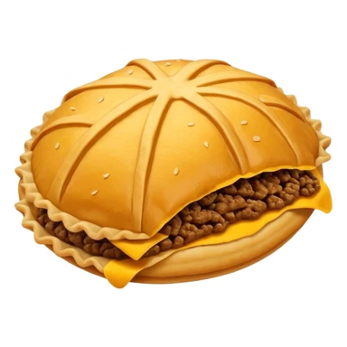 jamaican beef patty emoji (just the beef patty, no person and make it look flakey and iOS-style) just noe patty and make sure it looks flakey and not like a bun and you shouldn't be able to see the inside sticker