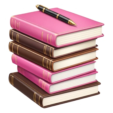 pink and brown modern books diary and pen sticker