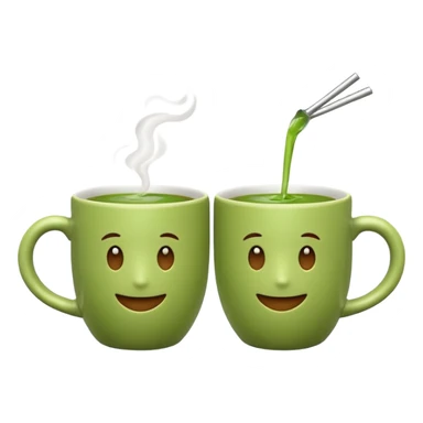 two mate tea cups clinking emoji style, both cups with green mate tea and bombillas, inspired by reference image sticker