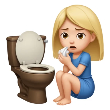 a girl taking a really bad smelly poop on the toilet  sticker