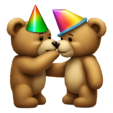 teddy bear kissing another teddy bear wearing party hats sticker