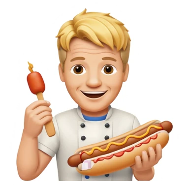 gordon ramsay hold a hotdog, happy smile sticker