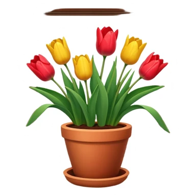 Clay pot with tulips on windowsill sticker