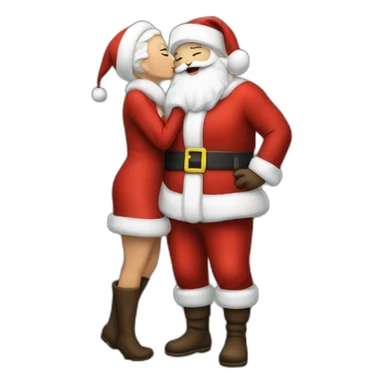full body santa and mrs. claus kiss hug sticker