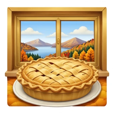 Pie sitting by a window fall scenery sticker