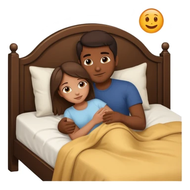 Dark brown guy cuddling brown girl in bed sticker