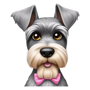 schnauzer dog pointy ears pink bow  sticker