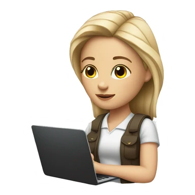 white girl with laptop and notepad sticker