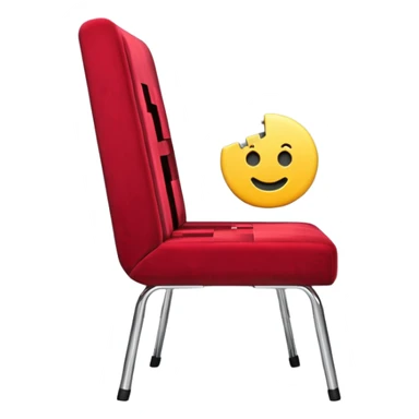 3D render of Clipping Chair, digital glitch art aesthetic, data corruption visual, red velvet chair half-stuck inside a grey wall, pixelated distortion, emoji style, isolated on white background --v 6.0. sticker