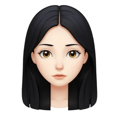 Long black hair woman no facial expression sticker