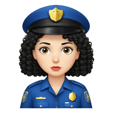 white woman police with black curly hair sticker
