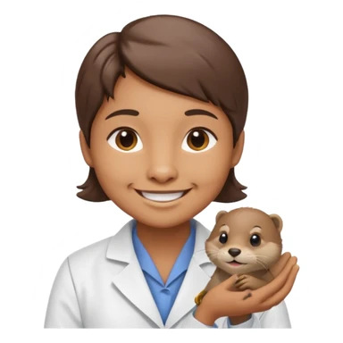 crea una nutria nutriologa con bata blanca diciendo gracias sticker