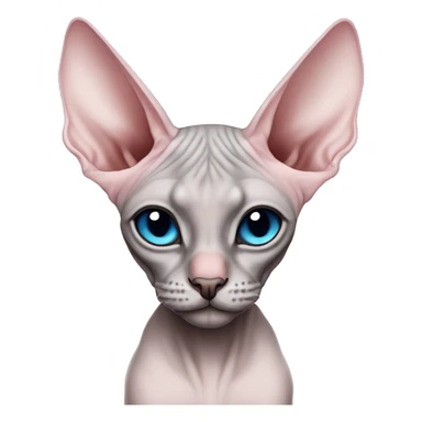 Pink grey canadian sphynx cat with blue eyes and black nose and elf ears  sticker
