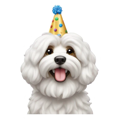 Coton de tuler with birthday cake and hat sticker