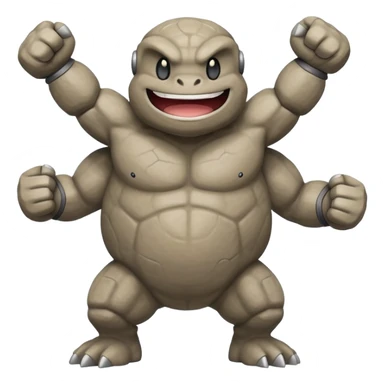 Geodude Pokémon, round rocky body with arms, smiling sticker