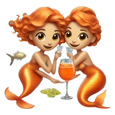 Three beautiful mermaids drinking aperol sticker