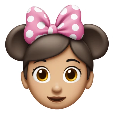 Brunette light skin women wearing pink polkadot Minnie mouse ears ￼ sticker