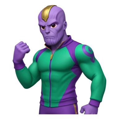 Thanos wearing a Squid Game green tracksuit sticker