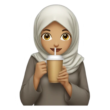 Hijabi girl with cold coffee  sticker