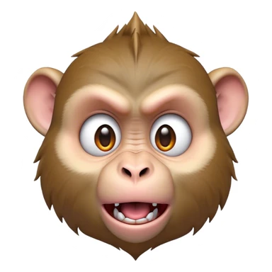 Cinematic Comical Macaque Portrait Emoji, Head tilted dramatically with an exaggerated, shocked expression and a raised eyebrow, featuring a lively, nimble build with spiky fur and wide, comically expressive eyes, Simplified yet hilariously animated features, highly detailed, glowing with a slightly sassy, vibrant glow, high shine, dramatic yet playful, stylized with an air of cheeky primate attitude, soft glowing outline, capturing the essence of a meme-worthy macaque that looks ready to deliver a playful side-eye into viral fame! sticker