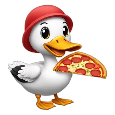 mignon canard qui mange une pizza sticker
