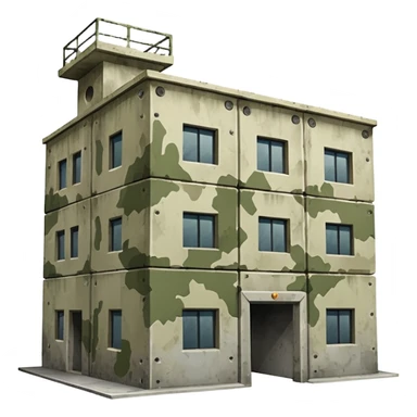 military warehouse painted in military camouflage sticker