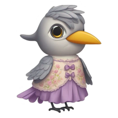 Cuckoo bird wearing a vintage dress sticker