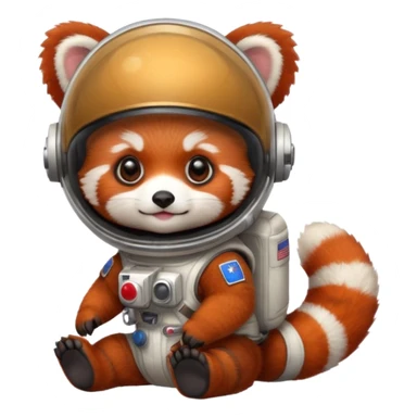 baby cute red panda in astronaut helmet sticker