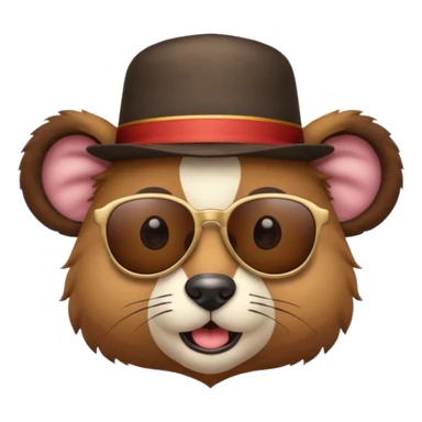 a sunglasses circus animal with hat  sticker