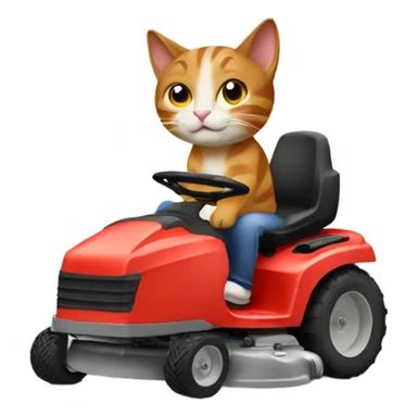 Cat riding lawnmower sticker