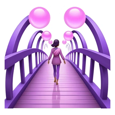 
A small figure walks across a glowing bridge, holding soft pink and purple orbs in each hand—symbolizing compassion and forgiveness. A gentle heart aura trails behind them, showing healing in motion. sticker