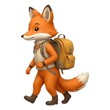 a fox walking with a backpack
 sticker