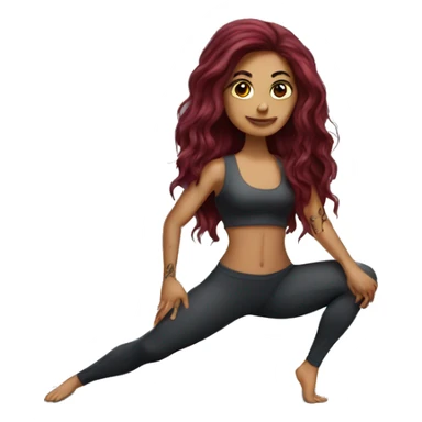 Beautiful tattooed  burgundy long haired woman doing Pilates sticker