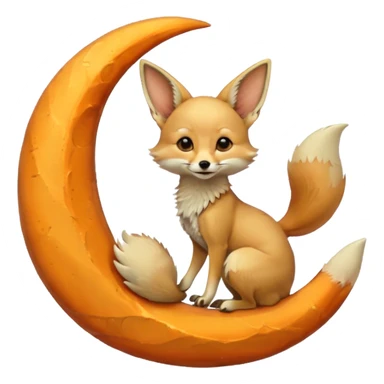 fennec on a moon sickle  sticker