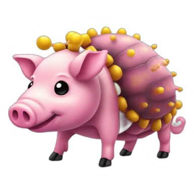Pink pig armadillo cow centipede insect with yellow and black spots gradient mottled sticker